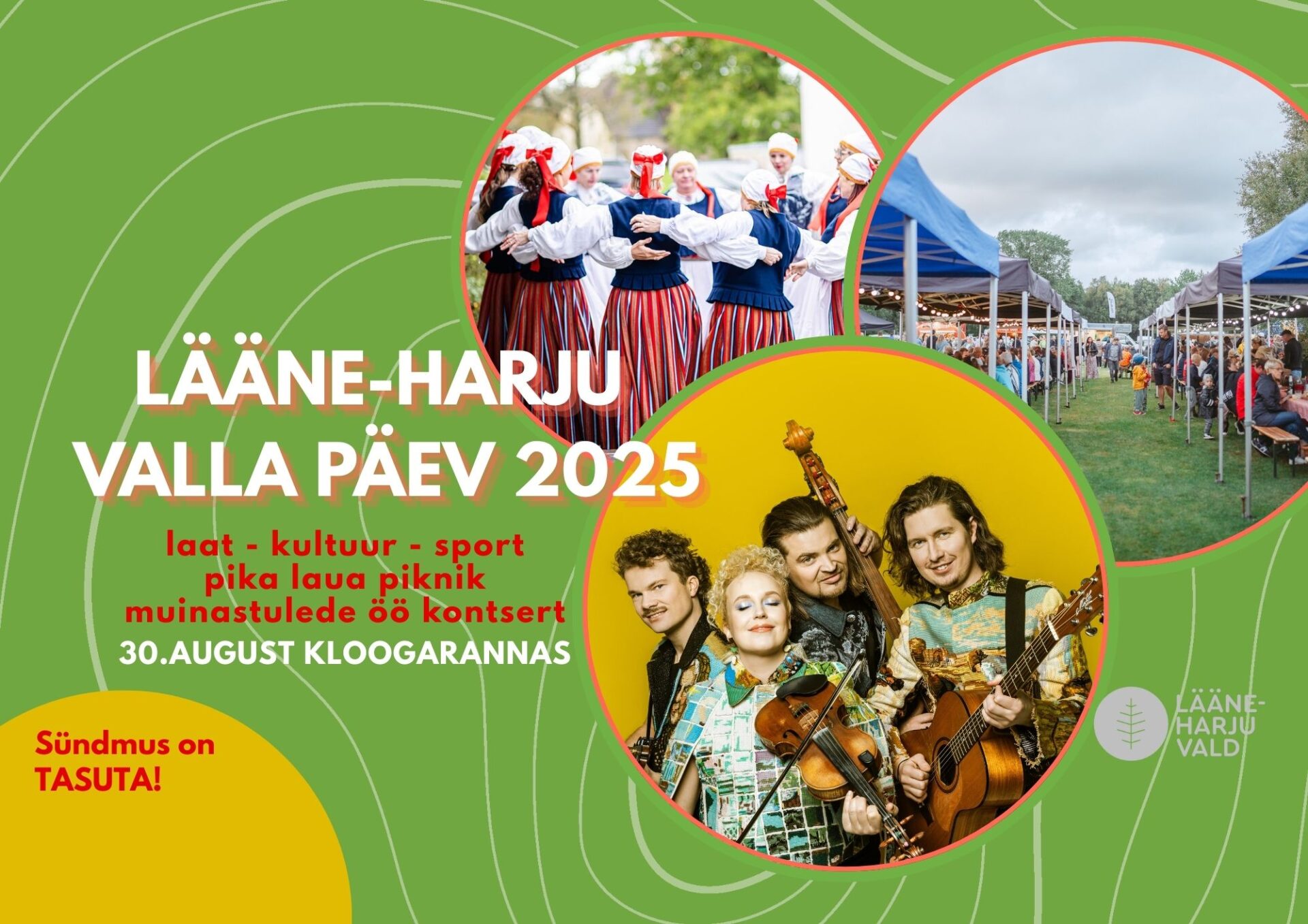 Lääne-Harju valla päev, pika laua piknik ja muinastulede öö kontsert 30.august 2025 Kloogarannas kell 12:00-23:00