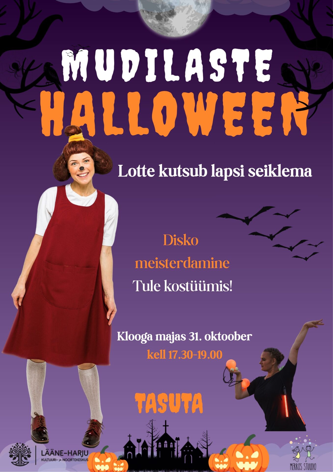 Mudilaste Halloweeni pidu Klooga majas 31.oktoober algusega kell 17:30