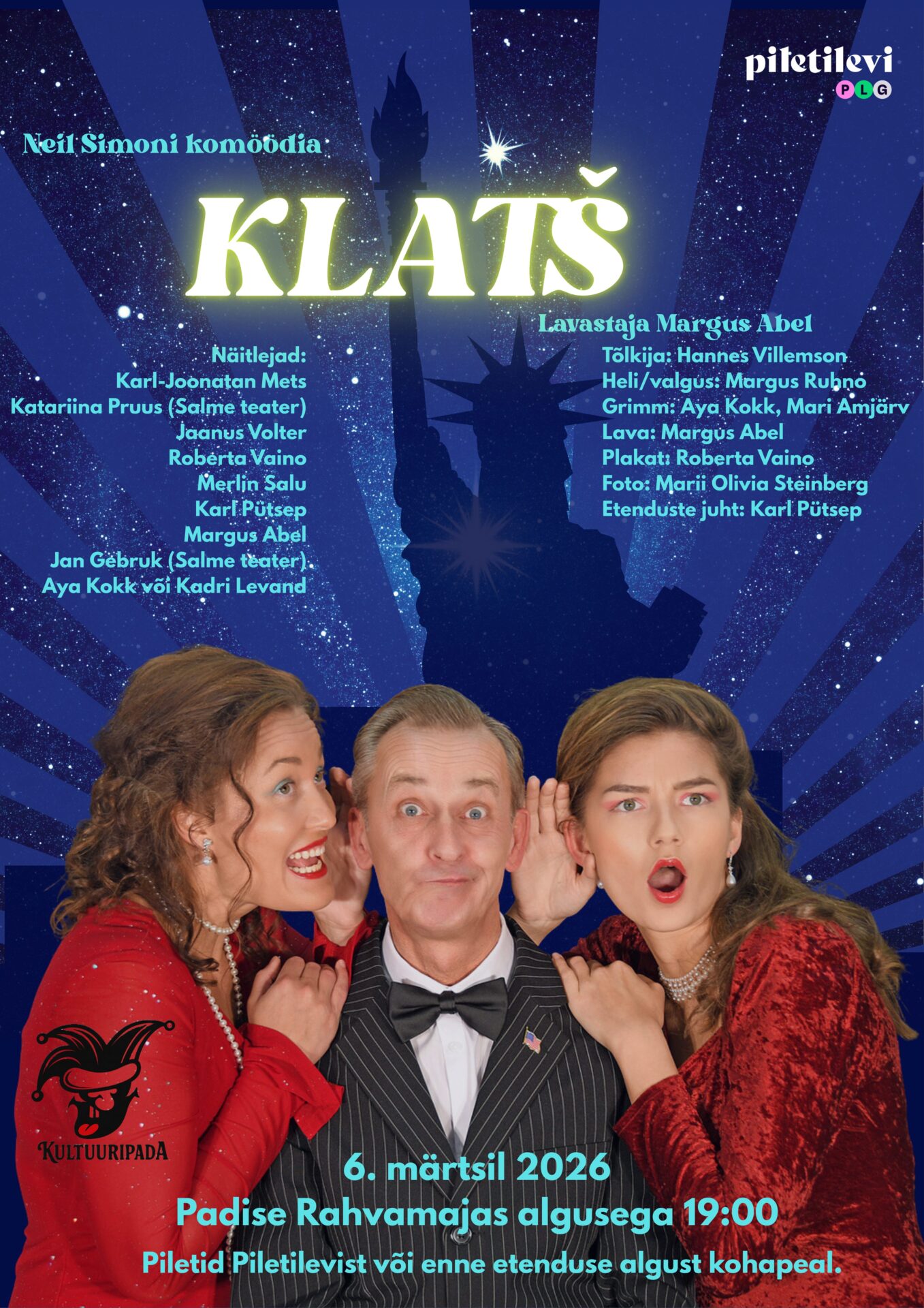 Komöödia ”Klatš” 06.märts 2026.a. algusega kell 19:00 Padise rahvamajas